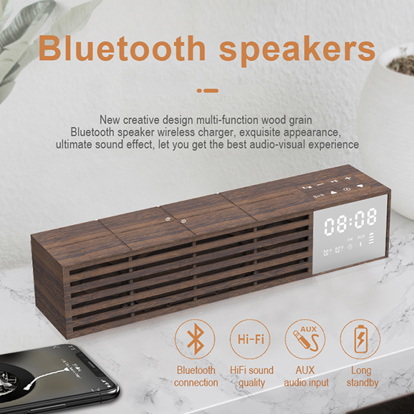 2020 latest Multifunction Clock Bluetooth Speaker with Wireless Charger 4000mAh Power Bank LWS-0818